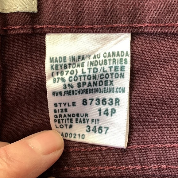 French Dressing Burgundy jeans, Size 14P, New with tags. Wide leg and high rise - Picture 6 of 8